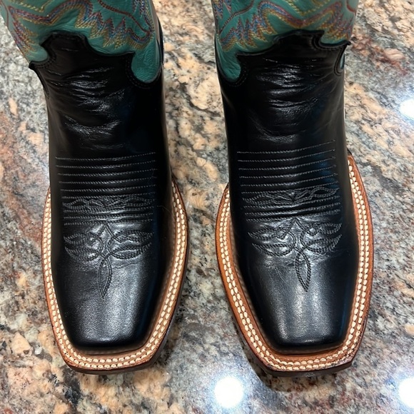 Justin Millisa Teal Green Leather Cowboy Boots NEW - Picture 7 of 11